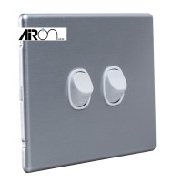 Slimline Two Gang Switch - Aluminium Cover